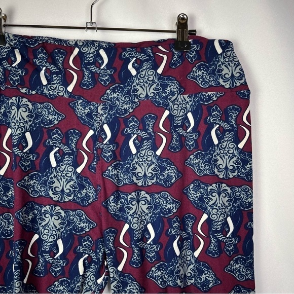 Lularoe Red & Blue Elephant Printed Leggings T&C - Picture 3 of 3